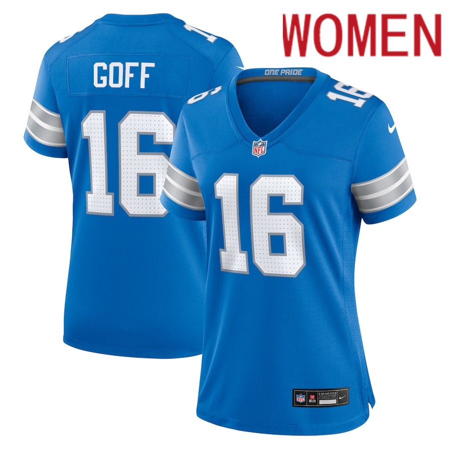 Women Detroit Lions #16 Jared Goff Nike Blue Game NFL Jersey->women nfl jersey->Women Jersey